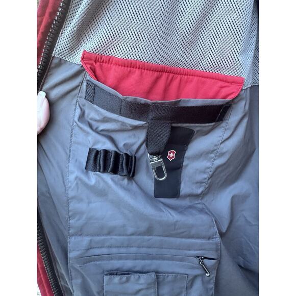 Victorinox Packable Jacket Men 2XL Hood Water Wind Resistant Red Hiking Outdoors - Picture 7 of 16